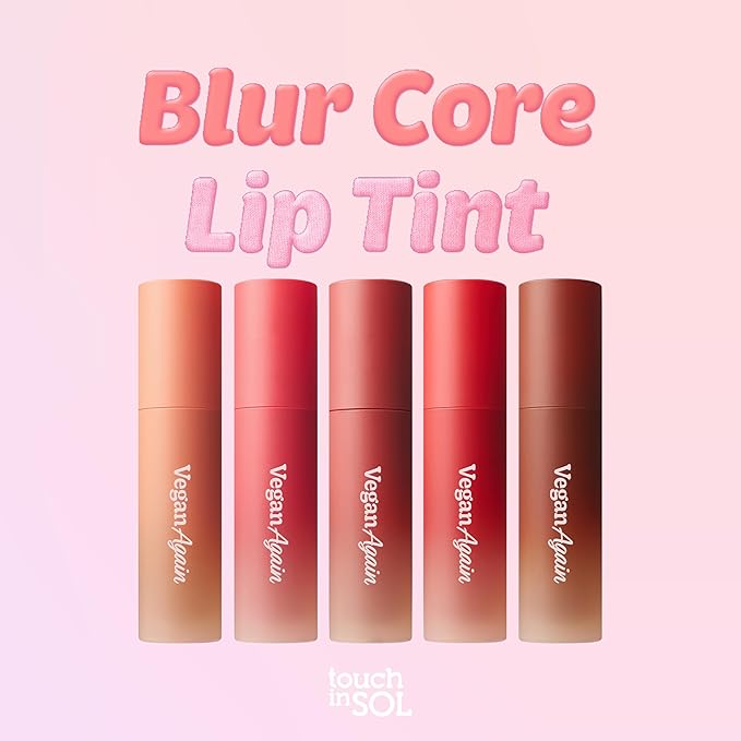 Touch in Sol Vegan Again Blur Core Lip Tint (#Cool Bunny) - Long Lasting, High Pigment Velvet Matte Lip Stain – Lightweight Smooth Blur Finish-Velvo Beauty