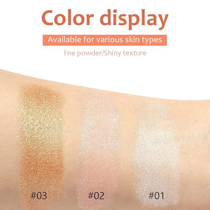 evpct 3Pcs Glitter Highlighter Powder Stick Make up Puff Fairy Stick Peal White Pink Bronze Shimmer Glitter Face Eye Body Liquid Highlighter makeup illuminators de maquillaje Glow Makeup Shimmer Stick-Velvo Beauty