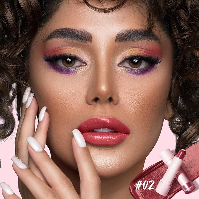 Tinted Lip Balm Chapstick with Color, Natural Semi - Gloss Finish, Hydrating/Coloring 2 in 1 Moisturizer Lip Stick for Girls & Women #02 Rose-In-Love-Velvo Beauty