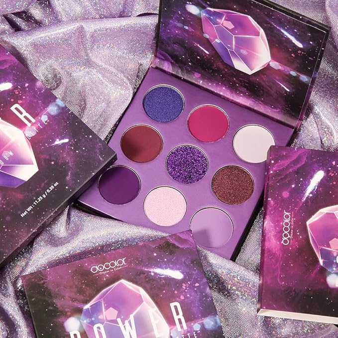 docolor Eyeshadow Palette 9 Colors Gemstone Shadow Palette Highly Pigmented Mattes Shimmers Smokey Glitter Cream Colorful Powder Blendable Long Lasting Waterproof Makeup Palette-Purple-Velvo Beauty