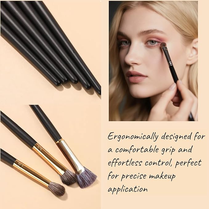 Eyeshadow Makeup Brushes Set with Case 8 PCS Soft Synthetic Hairs Eye Makeup Brushes for Blending Eyebrow Eyeliner Eyeshadow (Black)-Velvo Beauty