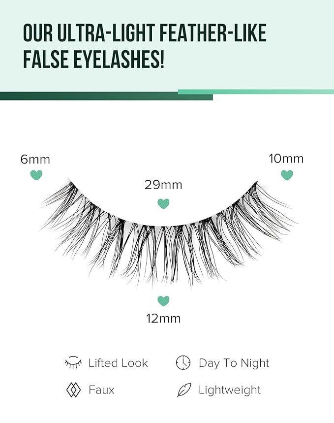 Natural Lashes Cat Eye False Eyelashes Wispy Eye Lashes Wispies Eyelashes C Curl Fake Eyelashes Natural Look Clear Band Lashes-Velvo Beauty