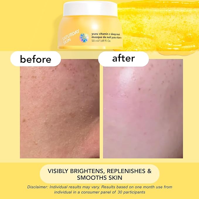 Saturday Skin Yuzu Vitamin C Sleep Mask Regenerist Retinol Ultra Rich Face Moisturizer Cream Smooth Skin and Reduce Wrinkles Ideal for All Skin Types-Velvo Beauty