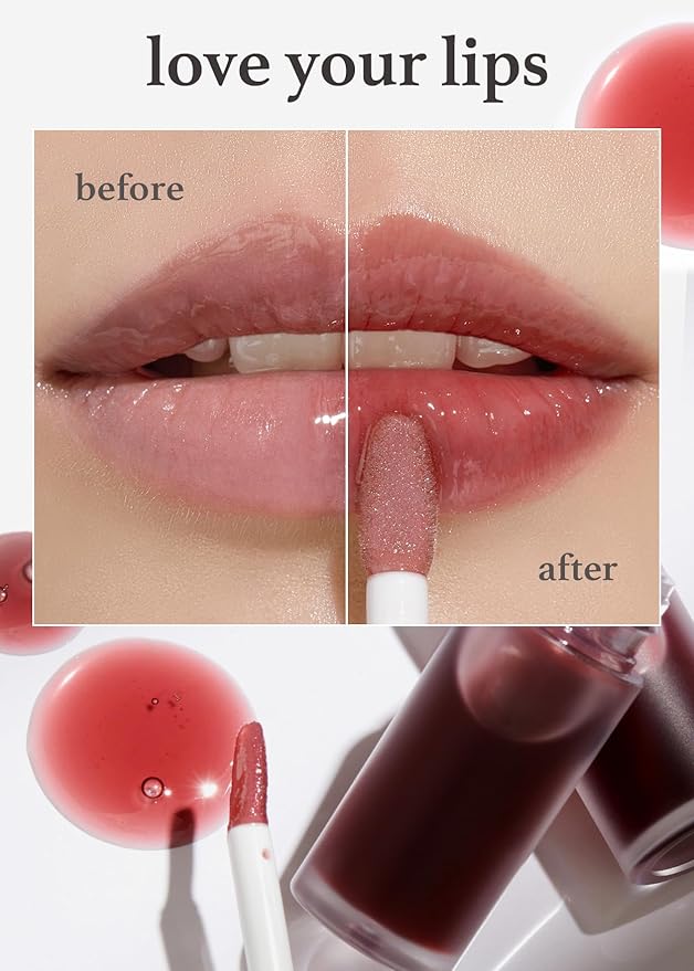 NOONI Korean Vegan Lip Oil - Applepeony, 0.12 Fl Oz + Korean Lip Oil - Applecranberry, 0.12 Fl Oz Bundle-Velvo Beauty