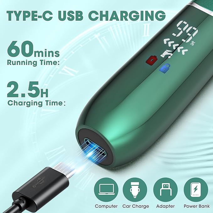 Karrte 6-in-1 Electric Razor for Women's Pubic Hair, Painless Body Shaver and Facial Epilator, Hair Removal for Face, Bikini Trimmer for Women's Private Area Green-Velvo Beauty