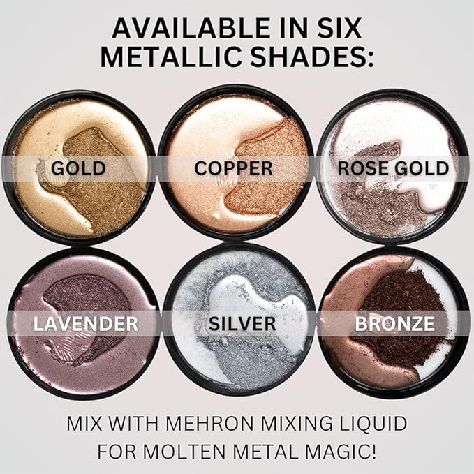Mehron Makeup Metallic Powder (.17 oz) with Mixing Liquid (1 oz) (BRONZE)-Velvo Beauty