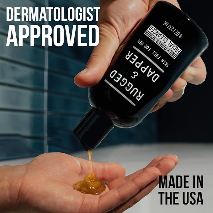 Premium Daily Power Scrub | 8 oz | Exfoliating Mens Face Wash | Deep Cleans + Prevents Breakouts | Face Wash Men's | Natural Ingredients | Made in USA-Velvo Beauty