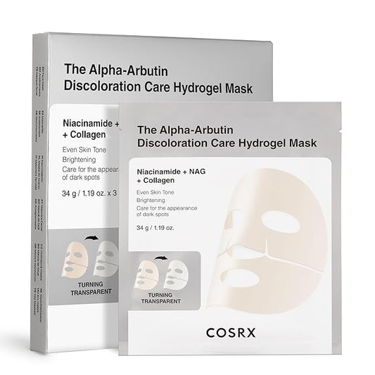 COSRX The Alpha-Arbutin Discoloration Care Hydrogel Face Masks Skincare 3 EA, Collagen Face Mask, Travel Essentials, Overnight Face Mask, Korean SkinCare-Velvo Beauty