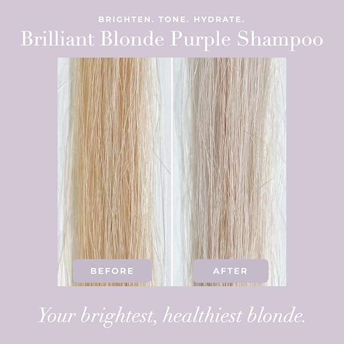 Goldie Locks Brilliant Blonde Purple Shampoo for Blonde, Lightened, Grey Hair & Extensions, Brightens, Tones, Eliminates Brass, Sulfate-Free, Nourishing, Moisturizing, Color Safe, 8.45 Fl Oz Bottle-Velvo Beauty