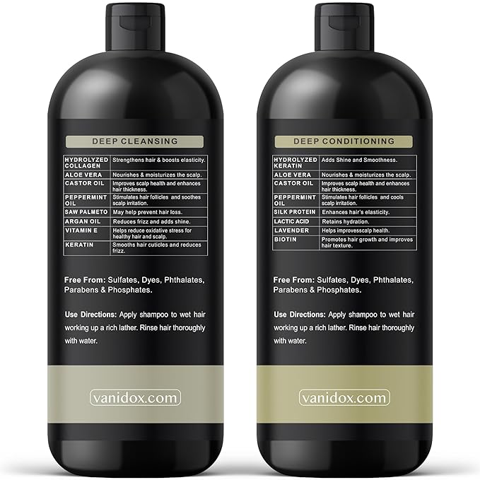 Tea Tree Oil Shampoo and Conditioner Set with Castor Oil, DHT Blockers, Itchy Scalp Relief, Supports Fuller Hair, Cleanses Dandruff & Buildup, For Men & Women, Made in USA, 16 fl oz Each-Velvo Beauty