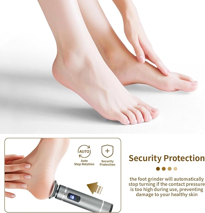 The 2025 Latest Model Electric Feet Callus Remover,Electric Foot Files for Men & Women,Electric Callus Remover for Feet Dead Skin and Calluse,Rechargeable Digital Feet Callus with 4 Grinding Heads-Velvo Beauty