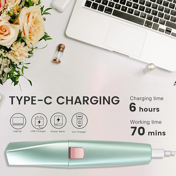 Hatteker Eyebrow Facial Trimmer, 2 in1 Rechargeable Hair Removal and Eyebrow Shaver - Face Lips Body Painless Razor with Built-in LED Light (Green)-Velvo Beauty