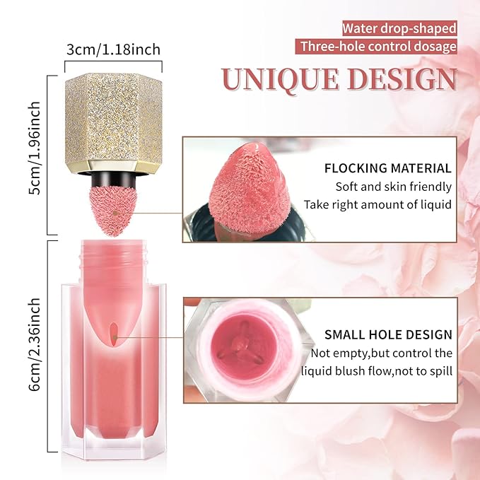 Soft Cream Blush, Liquid Blush for Natural Dewy Blush Makeup, Lightweight Blush for Cheeks, Long-Wearing Smudge Proof Liquid Blush Makeup, Cream Liquid Cream Blush Makeup - Foggy Pink-Velvo Beauty