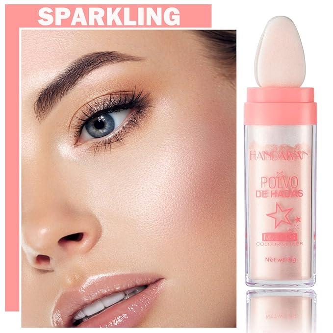 Polvo De Hadas Body Shimmer Glitter Highlighter Powder Makeup,High Gloss Sparkle for Face Body Hair,Create The Most Sparkly And Attractive Glitter Makeup - Nude Pink-Velvo Beauty