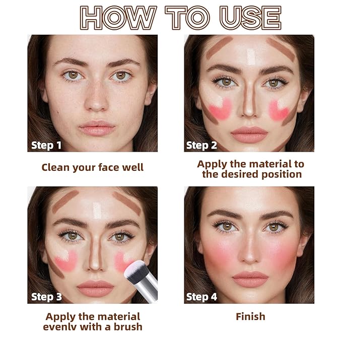 3Pcs Cream Contour Stick Makeup Set, Cream Bronzer Blush Highlighter Stick for Cheeks Eyes Lips, Long Lasting Waterproof Blendable Dewy Finish Face Stick Trio Wand for All Skin (1+3+6)-Velvo Beauty