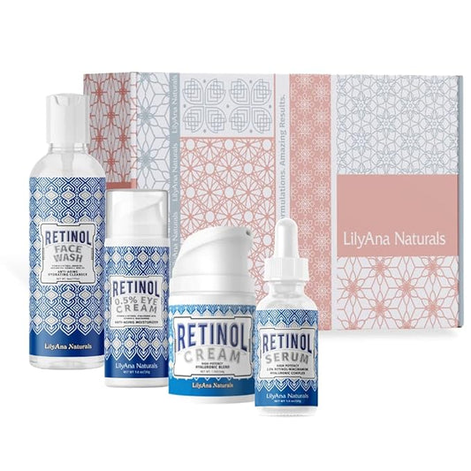 LilyAna Naturals Skin Care Set - Retinol Set with Face Wash, Eye Cream, Serum, and Retinol Cream - Skin Care Products-Velvo Beauty