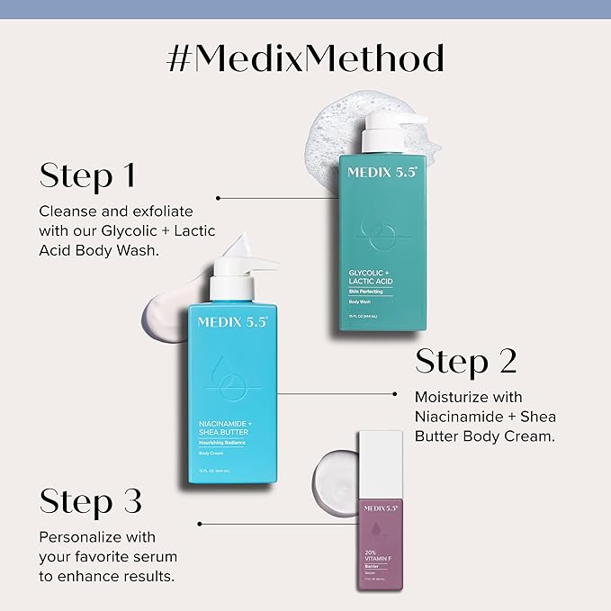 MEDIX Fragrance Free Niacinamide Face Moisturizer + Shea Butter Cream For Face & Body Lotion | Anti Aging Skin Care Firming Cream For Wrinkles, Dark Spots, Large Pores, 15 Fl Oz-Velvo Beauty