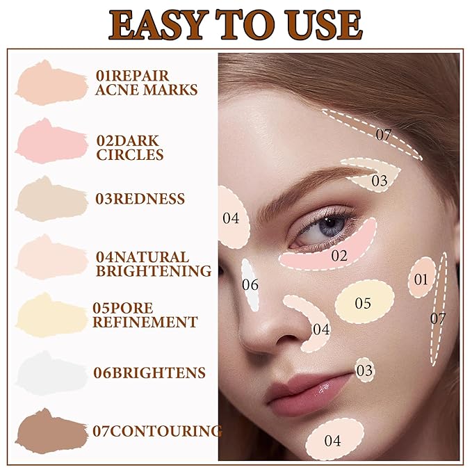 Soft Correcting Concealer Contour Palette,Concealer Cream Contour Makeup Palette,Contouring Foundation Highlighting Makeup Kit with Brush-Velvo Beauty