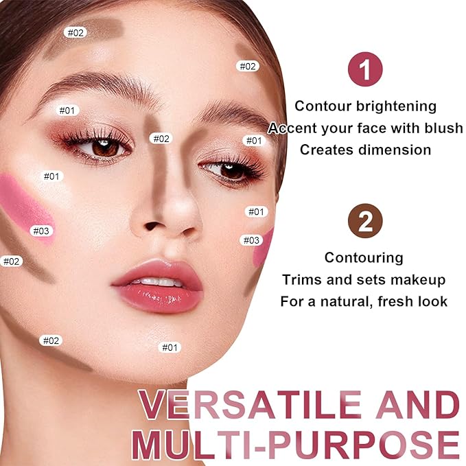 6 Colors Cream Contour Stick Makeup Kit, Shades with Highlighter, Blush and Double-End Bronzer Contour Stick for Sculpt the Cheeks, Long Lasting, Waterproof, Matte & Dewy Finish(SET C)-Velvo Beauty