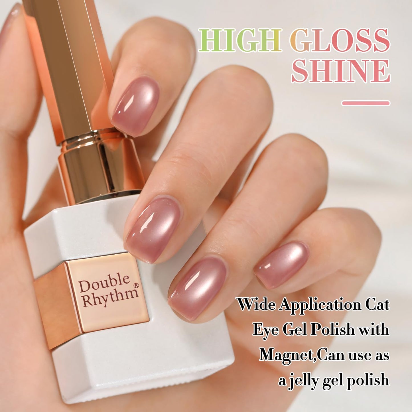 Double Rhythm Jelly Glass Cat Eye Gel Polish with Magnet 15ML Holographic Glitter Shimmer Translucent Sheer Color Magnetic Nail Polish Salon DIY at Home (Jelly Pale Purple-MC1100)-Velvo Beauty