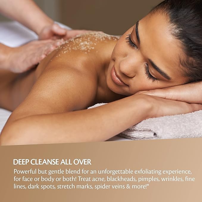 Brown Sugar Scrub Face Foot & Body Exfoliator Infused with Collagen and Stem Cell Exfoliating Salt Body Scrub for Toning Skin Cellulite Skin Care, 12oz by M3 Naturals-Velvo Beauty