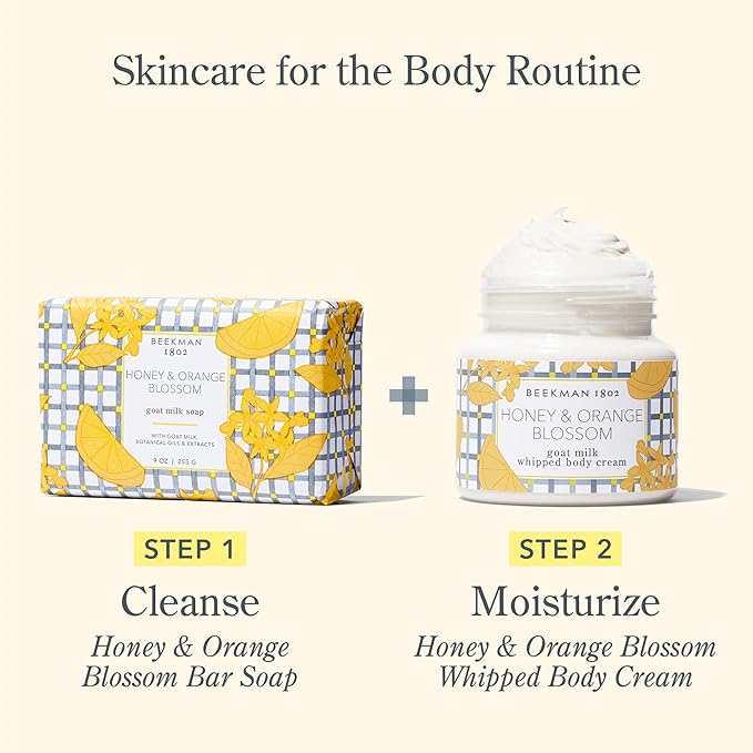 Beekman 1802 Whipped Body Cream, Honey & Orange Blossom - Scented - 8 oz - Intensely Hydrating & Softens Skin - With Goat Milk - Good for Sensitive Skin - Cruelty Free-Velvo Beauty