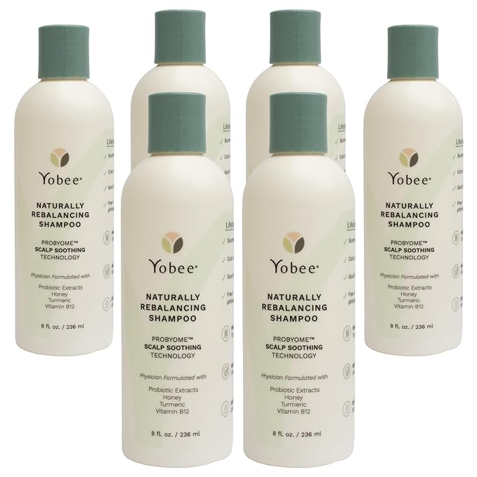 Yobee Naturally Rebalancing Shampoo | Dry, Flaky & Itchy Scalp Care with Para Probiotics, Organic Honey & Turmeric, Vitamin B12 & Oat Extracts | Dandruff & Psoriasis Relief (6 Bottles)-Velvo Beauty