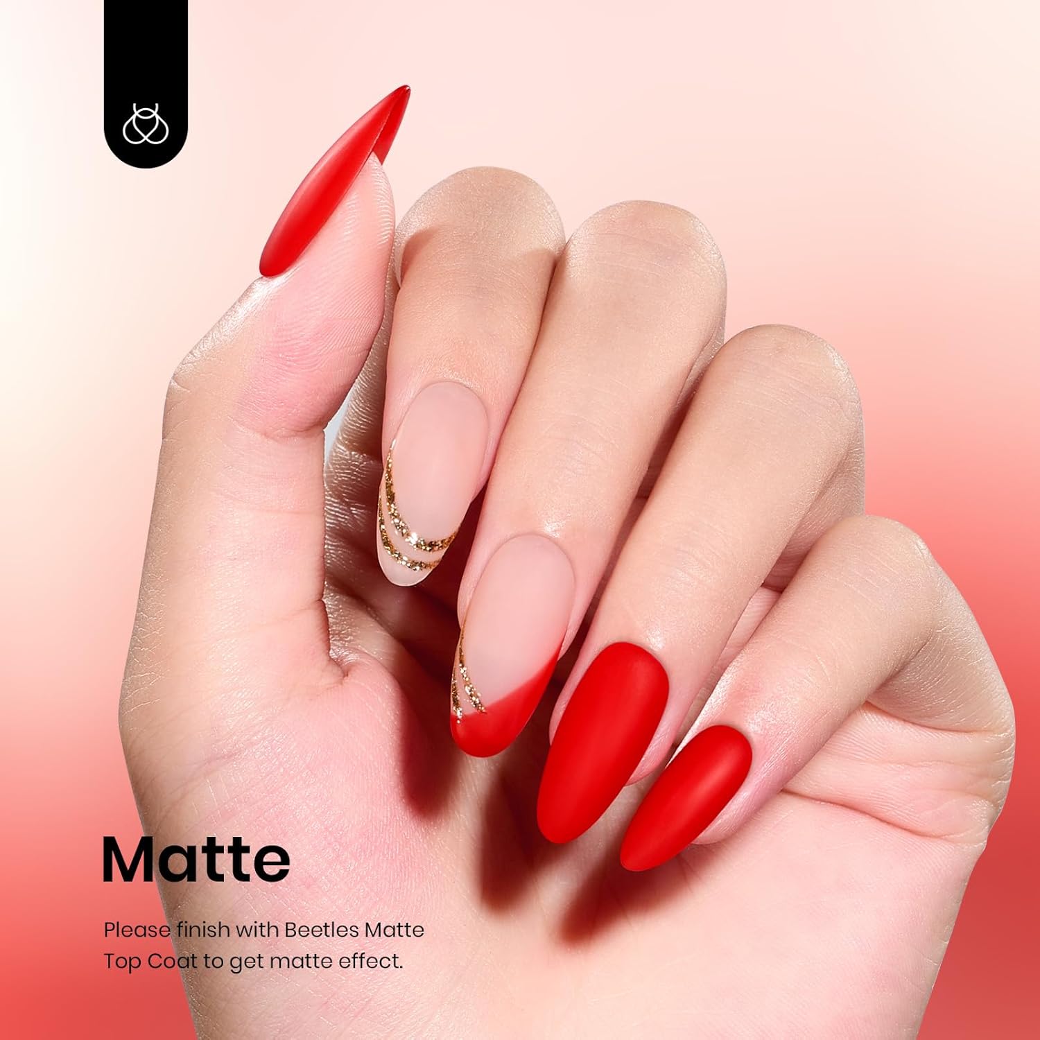 Beetles Red Gel Nail Polish, 1 Pcs 15ml 0.51 FL.OZ Red Color Soak Off U V LED Gel Polish Nail Art Design Manicure Salon DIY Salon-Velvo Beauty