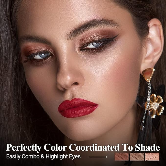 3Pcs Neutral Brown Eyeshadow Stick Set, Matte And Shimmer Creamy Eyeshadow Pencil, Shiny Pink Shadow, Waterproof Long Lasting Smoky Eye Makeup-Velvo Beauty