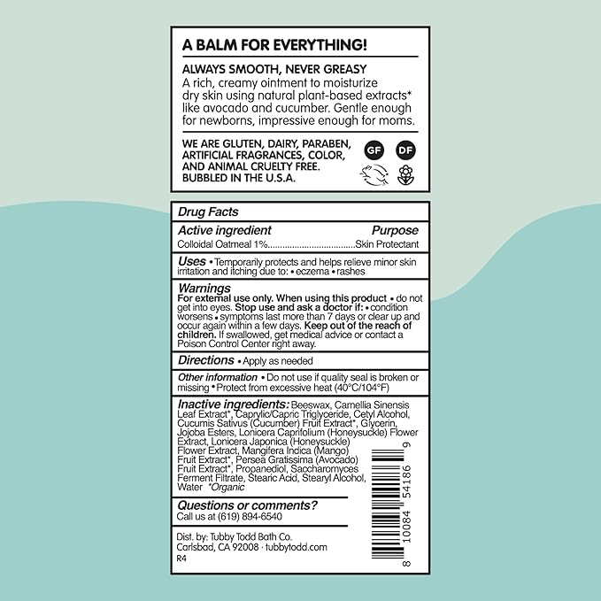 Tubby Todd New Baby & Mom Sensitive Skincare Kit - The Mama + Baby Gift Set - Baby Shampoo and Body Wash, All Over Ointment, Belly Oil & Nipple Balm - Standard Size Lavender Rosemary-Velvo Beauty