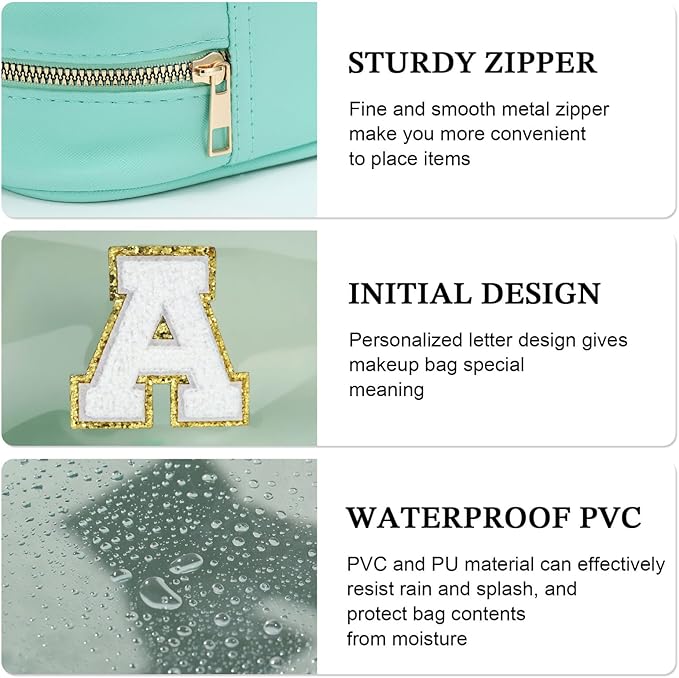 YOOLIFE Initial Travel Toiletry Bag, Clear Makeup Bag Preppy Cosmetic Bags Organizer Travel Essentials Gifts for Women Teen Girlfriend Teacher Mom Birthday Clear Makeup Bags With Zipper Blue I-Velvo Beauty