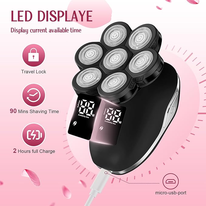 Electric Razors for Women,7D Gifts for Women,Cordless Electric Shaver with Detachable Head Wet/Dry Facial Hair Remover for Legs Painless Water Resistant (Black)-Velvo Beauty