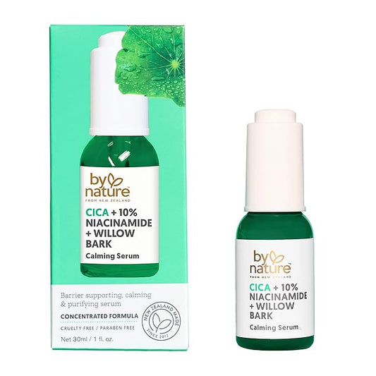 By Nature Calming Face Serum - Cica+10% Niacinamide+Willow Bark - Purifying Facial Serum with Cica Plant Extract & Texture Enhancing Niacinamide - Skincare from New Zealand - 1 fl. Oz-Velvo Beauty