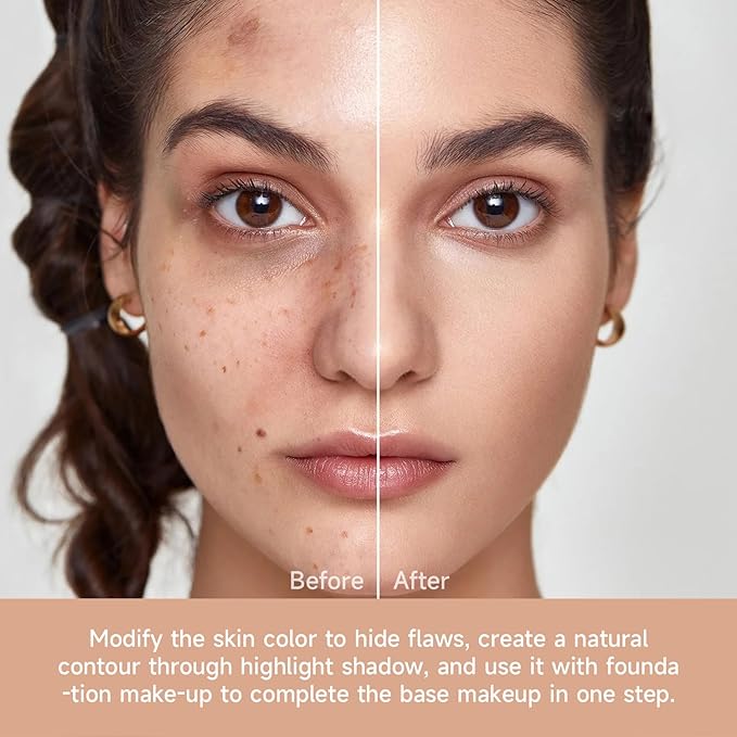 Foundation Concealer Palette with Makeup Sponges & Applicator, 11 Pcs Foundation Powder Concealers Eye shadows Blush Makeup Brushes, 2 in 1 Compact Contouring Duo Layer Plate, Pearl White-Velvo Beauty