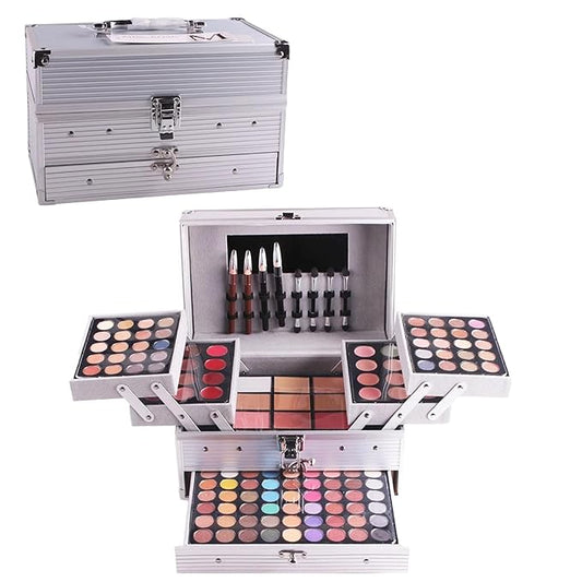 132 Colors All In One Ultimate Color Makeup Kit: Carry All Trunk with Cosmetic Contouring Palette, Concealer, Face Powder, Lip Gloss, Blusher, Contour Shade, Eye Liner, and Eyebrow Powder.-Velvo Beauty