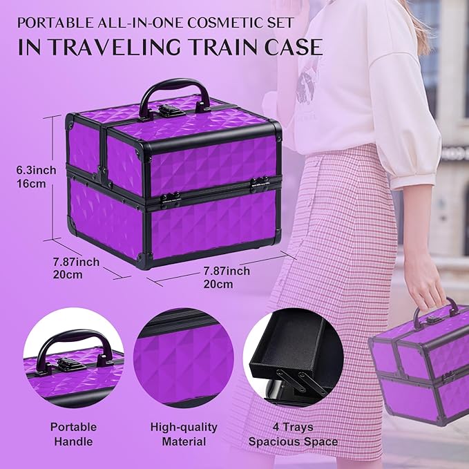 Color Nymph All in one Makeup Kit For Girls Teens, Makeup Set 4 Trays Spacious Space Train Case for Beginner with Eyeshadow Highlighter Lipgloss Blush Contour Concealer Brush Eyeliner Lipbalm-Velvo Beauty