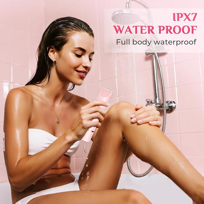 2025 New 2-in-1 Electric Bikini Trimmer for Women - Dual Head Electric Razor,Waterproof Painless Bikini Shaver, Pubic Hair Trimmer for Private Area & Body Hair, Pink-Velvo Beauty