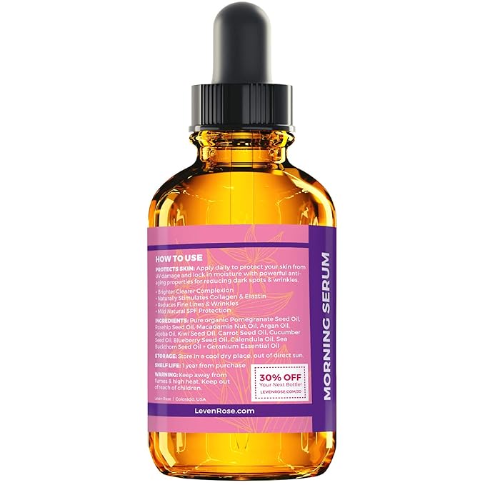 Leven Rose Moroccan Argan Oil Face Serum for Women - 100% Organic Argan Oil Serum for Face – All Natural Pure Argan Oil Hydrating Serum - Anti Aging Serum Against Wrinkles 1 Oz-Velvo Beauty