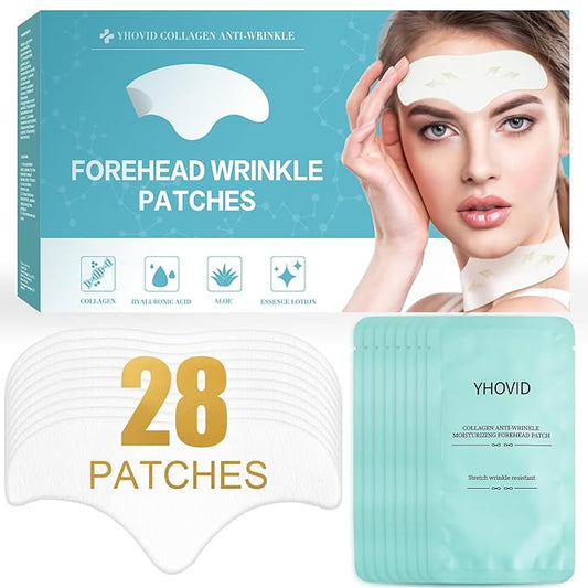 28 Pcs Forehead Wrinkle Patches - Anti Wrinkle Facial Patches with Collagen and Vitamin E for Face Overnight to Smoothing Fine Frown Lines & Wrinkles Treatment-Velvo Beauty