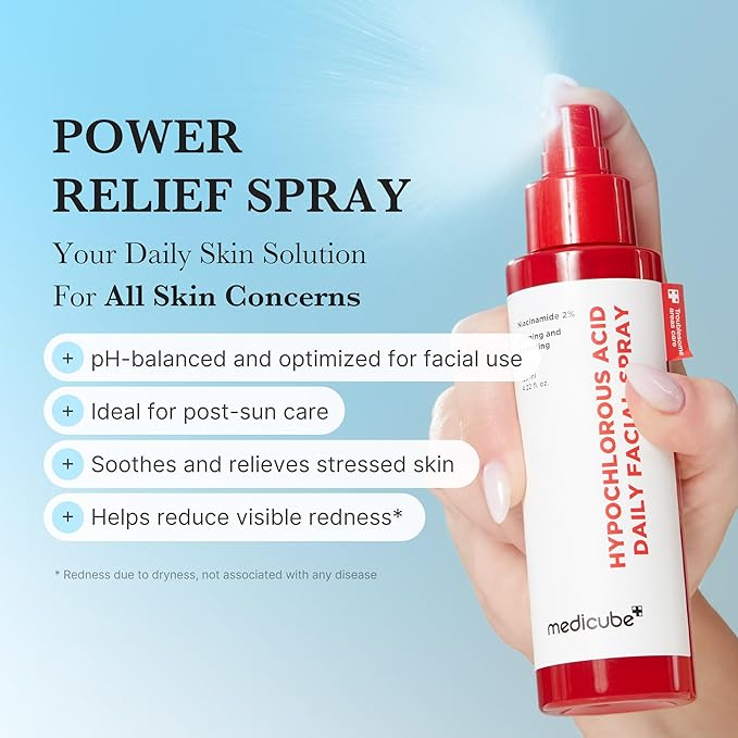 medicube Power Soothing Spray | Hypochlorous Acid Spray For All Skin Types, Delicate Skin | Daily Skin Solution & Post-Sun Care | HOCI Facial Mist for Soothing & Calming | Korean Skincare | 4.22 fl.oz-Velvo Beauty