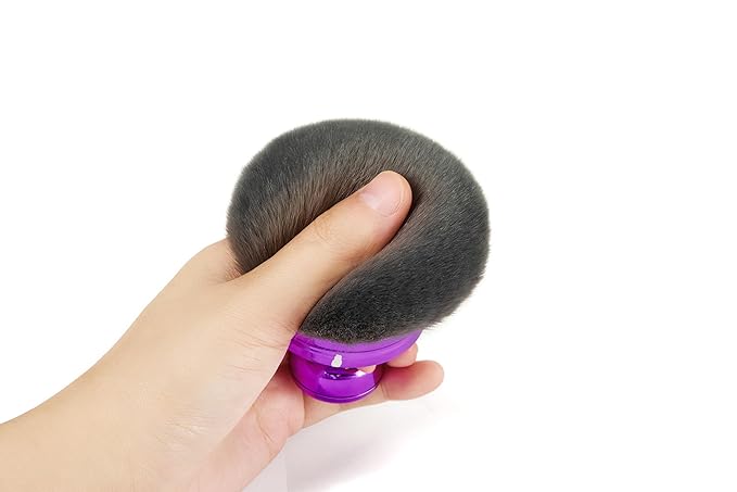 Extra Large Kabuki Brush Set for Body and Face Foundation & Makeup,Multi-functional,Mix bronze self-tanning applicator, wide round head, Great gift for women with Velvet bag(Purple 2pcs)-Velvo Beauty