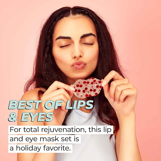 Lip Mask and Collagen Eye Pad Gift Set, Best of Lips & Eyes - 4 Piece Set, Plump & Repair Lip Masks, Brighten & Firm Vegan Collagen Eye Pads - Anti Aging Beauty Facial Masks - Free from Parabens-Velvo Beauty