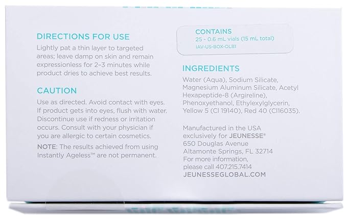 Instantly Ageless Facelift in A Box - Instant Eye Bag Remover Puffiness -1 Box of 25 Vials - Instant Under Eye Bags Remover - Wrinkle Tightener - Instant Wrinkle Remover for Face Instant Lift-Velvo Beauty