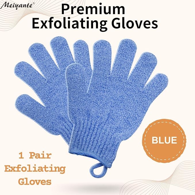 Exfoliating Glove - Body Scrub for Smooth and Soft Skin - Body Exfoliator for Ingrown Hair Dead Skin Remover and Itchy and Flaky Skin - Scrubber Shower Accessories 1 Pair Glove Mens Stocking Stuffer-Velvo Beauty