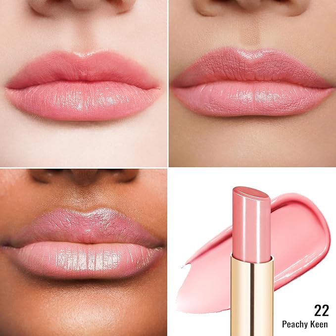 Oulac Shine Pink Lipstick for Women, 2 in 1 Glossy Light Pink Tinted Lip Balm, Hydrating Lipstick for Dry Lips, Moisture Shine Juicy Finish Vegan 2.2g/0.07oz (22)-Velvo Beauty