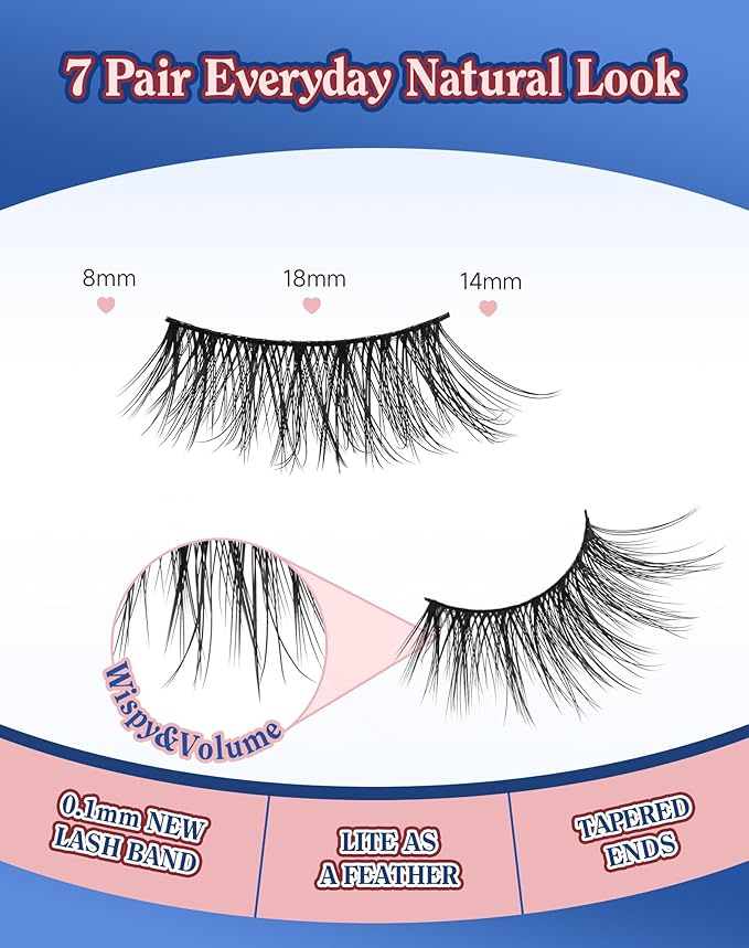 Half Lashes Natural Eyelashes Wispy Lashes Natural Look Cat Eyelashes False Corner Lash Soft Fluffy 3/4 False Eyelash 7 Pairs 14MM D19-Velvo Beauty