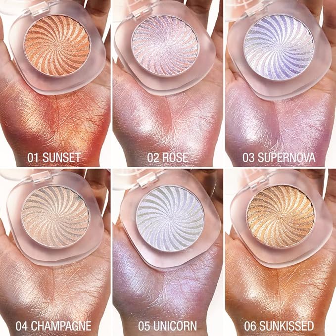 Cream Highlighter Makeup Palette, Glow Highlighters Makeup Powder, Suit for Cheeks, Body, Eyeshadow, Silver Light Pink Rose Gold Purple Champagne, Vegan, Talc Free (01)-Velvo Beauty