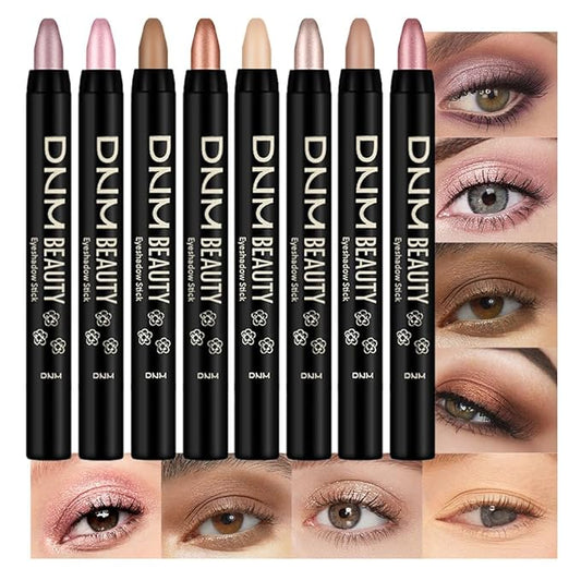 Kaely 8Pcs Cream Eye Shadow Sticks Set, Matte Shimmer Eyeliner Pencil Eyeshadow Palette Makeup, Eye Highlighter Brightener Stick for Older Women Waterproof Pigmented, sombras para ojos, New-09-Velvo Beauty