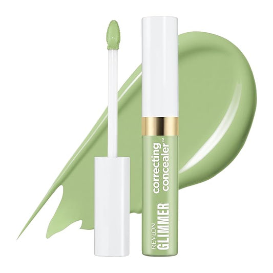 Revlon Glimmer Correcting Concealer, Liquid Under Eye Makeup, Made with Caffeine, Vitamin C, & Stevioside, 100 Green, 0.3 fl oz-Velvo Beauty