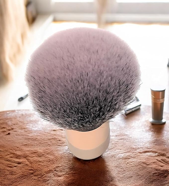 Luxurious and Large Soft Fluffy Powder Brush, Use as a Spray Tan Finishing Tool, Multipurpose Face and Body Barber and Beauty Tool, Large Kabuki Brush by BevyGold (Rosegold)-Velvo Beauty